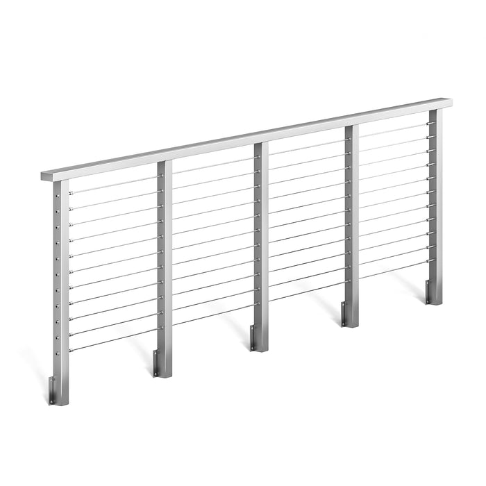 BLIKA 36'' & 42'' Brushed Stainless Steel Side Mount Cable Railing System DIY Kit (4FT - 28FT, Level Drilled)