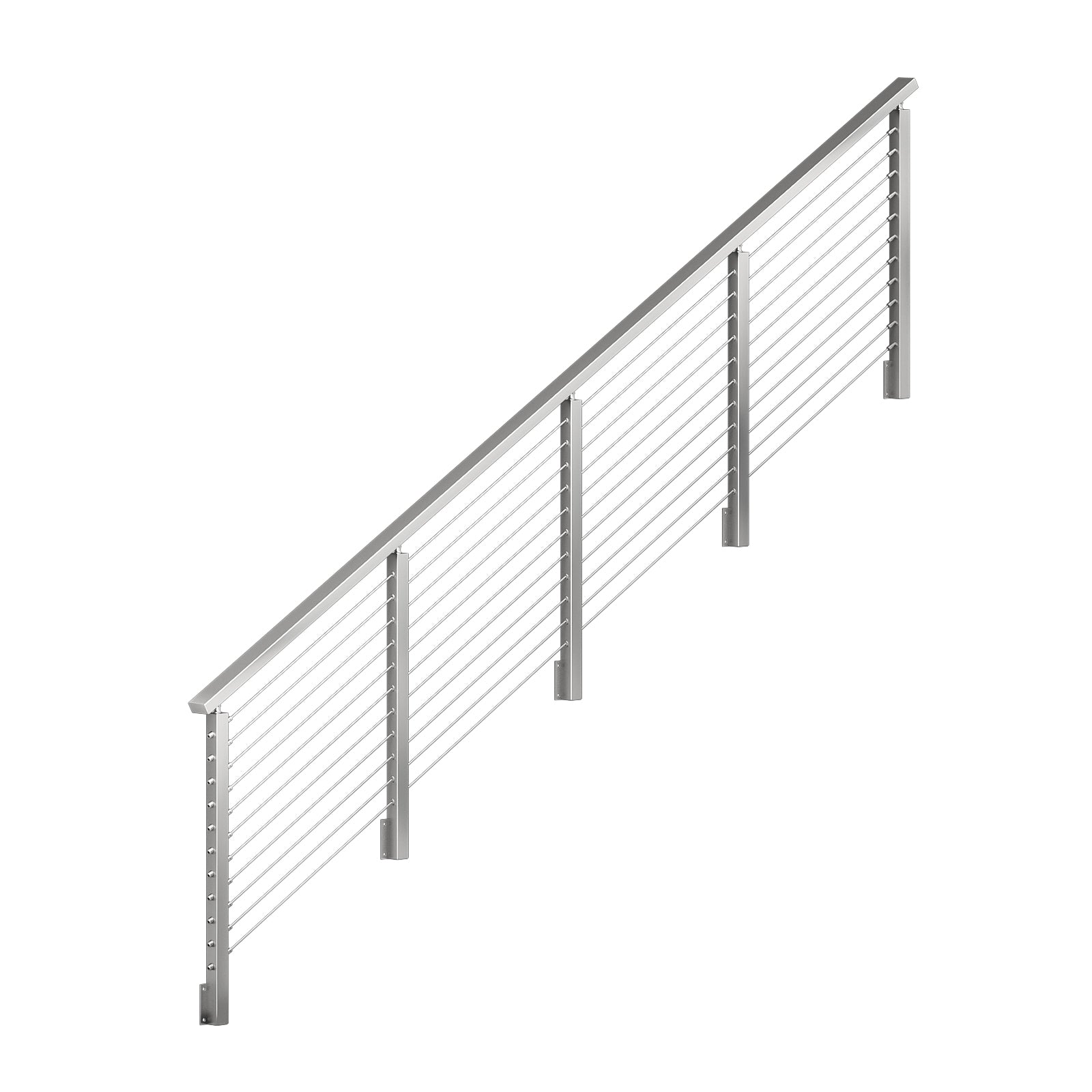 BLIKA 36'' & 42''  Brushed Stainless Steel Side Mount  Stair Cable Railing System DIY Kit (4FT - 20FT, Angled Drilled)