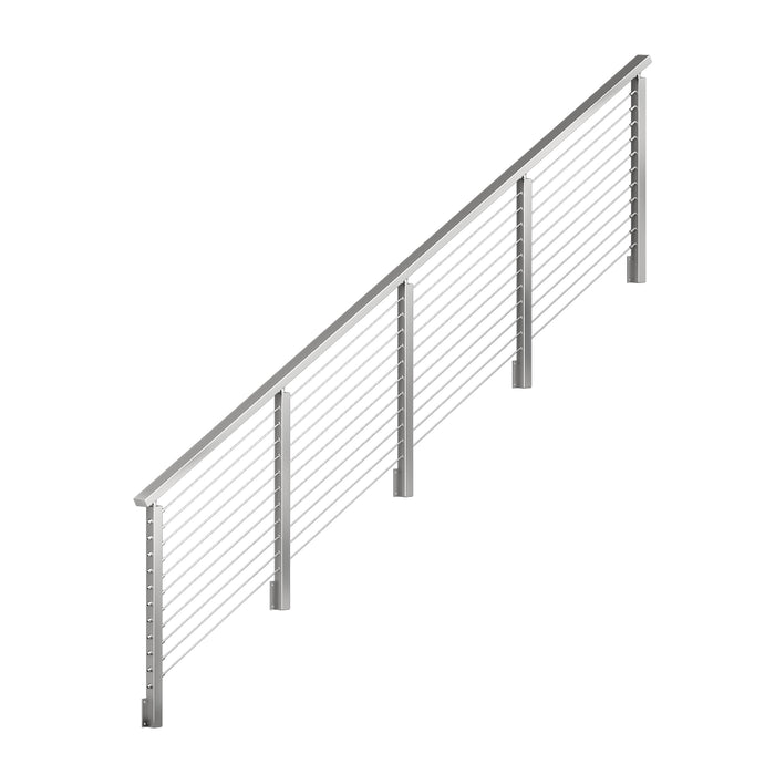 BLIKA 36'' & 42''  Brushed Stainless Steel Side Mount  Stair Cable Railing System DIY Kit (4FT - 20FT, Angled Drilled)