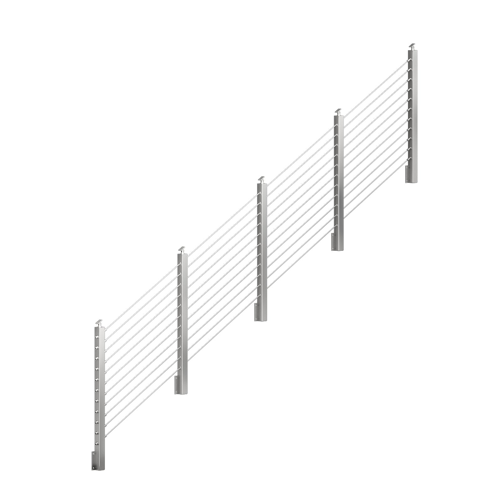 BLIKA 36'' & 42'' Brushed Stainless Steel Side Mount Stair Cable Railing System DIY Kit (4FT - 20FT,  No Handrail)