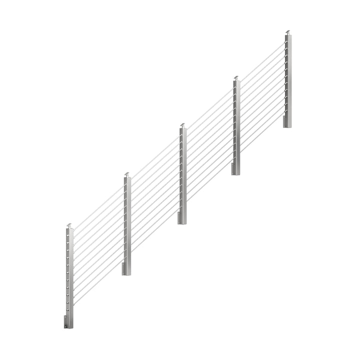 BLIKA 36'' & 42'' Brushed Stainless Steel Side Mount Stair Cable Railing System DIY Kit (4FT - 20FT,  No Handrail)