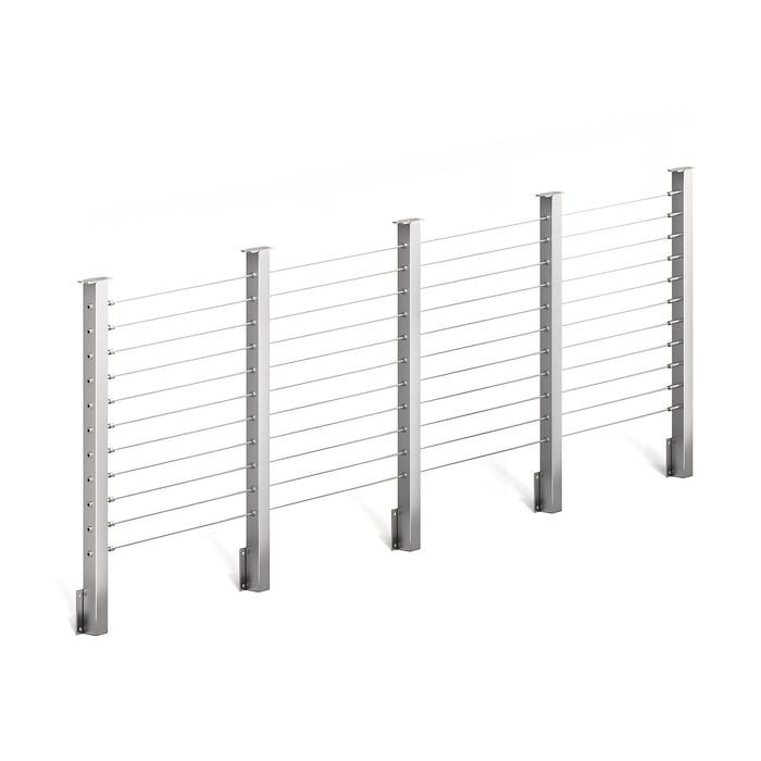 BLIKA 36'' & 42'' Brushed Stainless Steel Side Mount Cable Railing System DIY Kit (4FT - 20FT,  No Handrail)