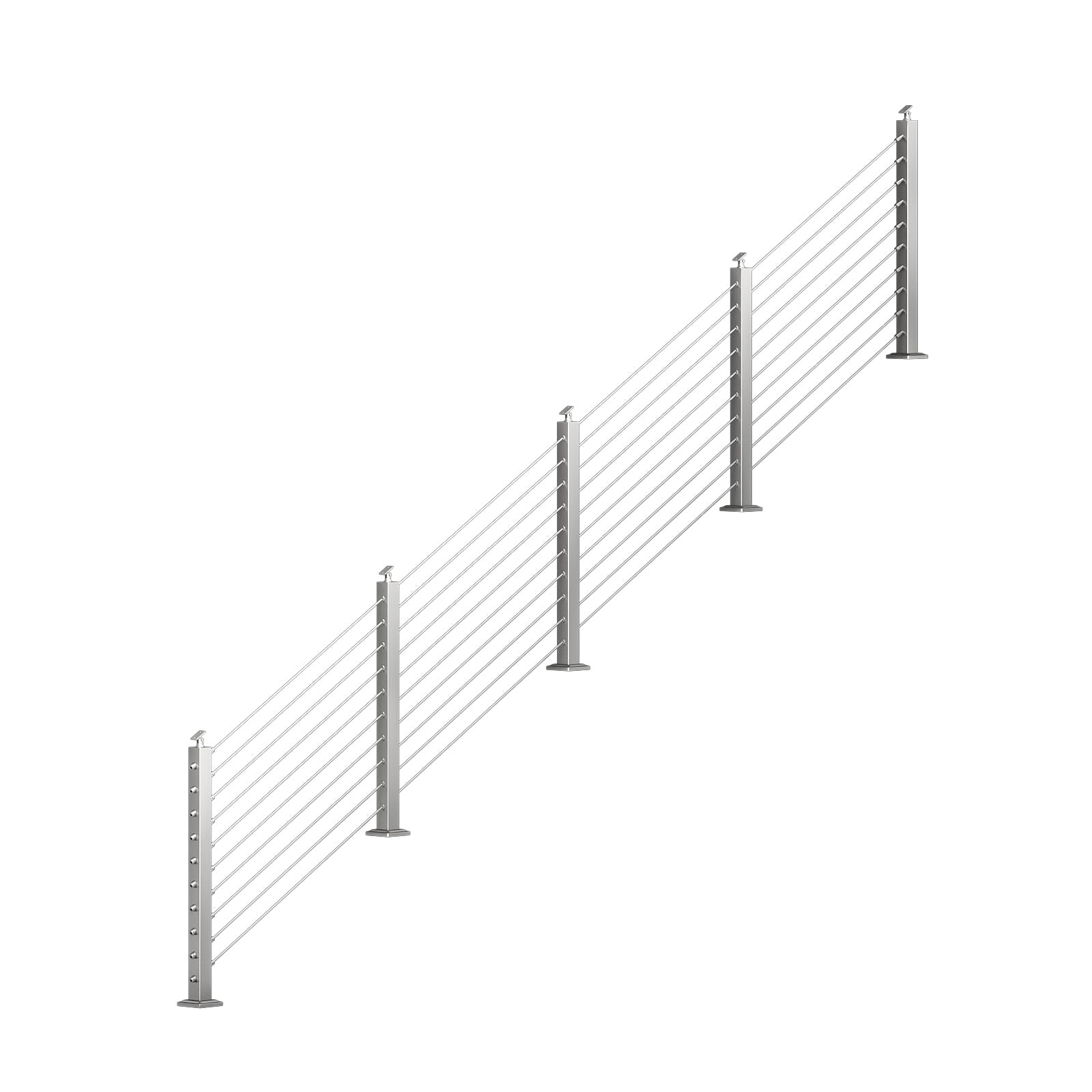 BLIKA 36'' & 42''  Brushed Stainless Steel Surface Mount Stair Cable Railing System DIY Kit (4FT - 20FT, Angled Drilled, No Handrail)