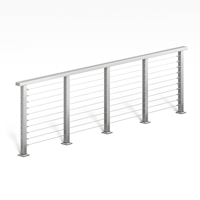 BLIKA 36'' & 42'' Brushed Stainless Steel Surface Mount Cable Railing System DIY Kit (4FT - 28FT, Level Drilled, )