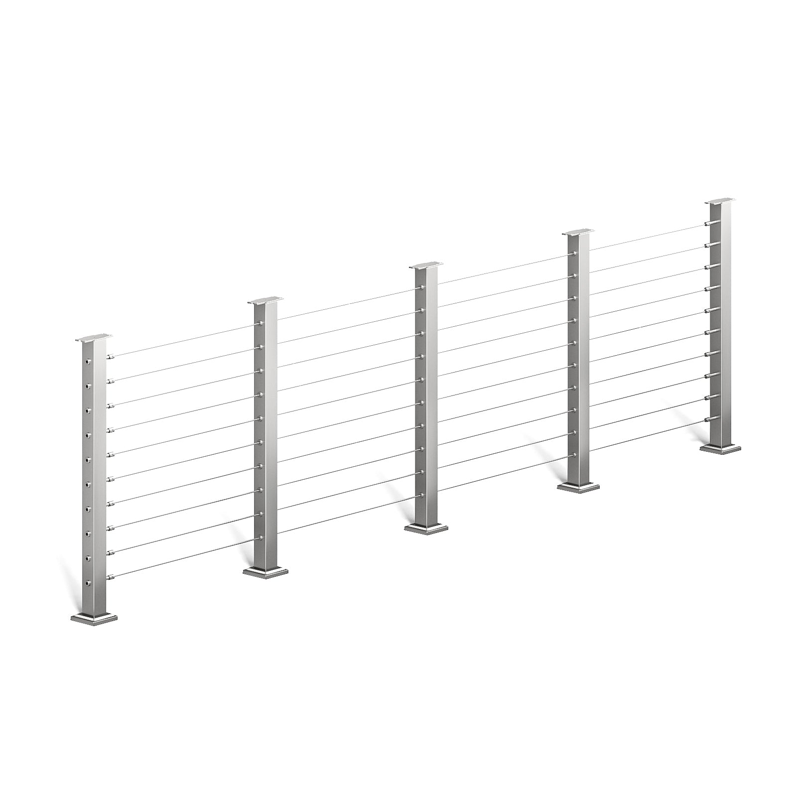 BLIKA 36'' & 42'' Brushed Stainless Steel Surface Mount Cable Railing System DIY Kit (4FT - 20FT, Level Drilled, No Handrail)