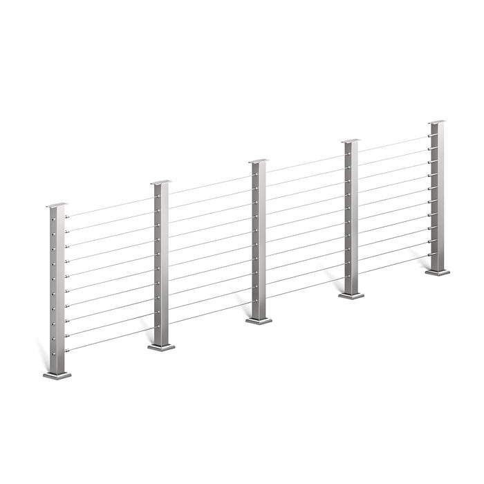 BLIKA 36'' & 42'' Brushed Stainless Steel Surface Mount Cable Railing System DIY Kit (4FT - 20FT, Level Drilled, No Handrail)