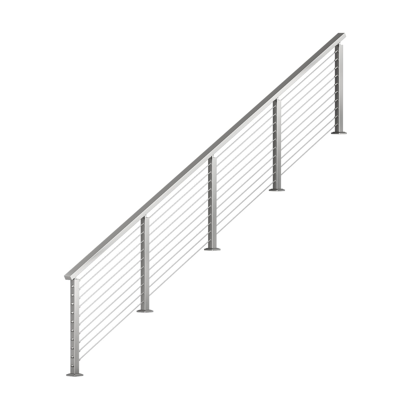BLIKA 36'' & 42'' Brushed Stainless Steel Surface Mount Stair Cable Railing System DIY Kit (4FT - 20FT, Angled Drilled)