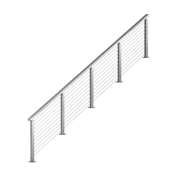 BLIKA 36'' & 42'' Brushed Stainless Steel Surface Mount Stair Cable Railing System DIY Kit (4FT - 20FT, Angled Drilled)