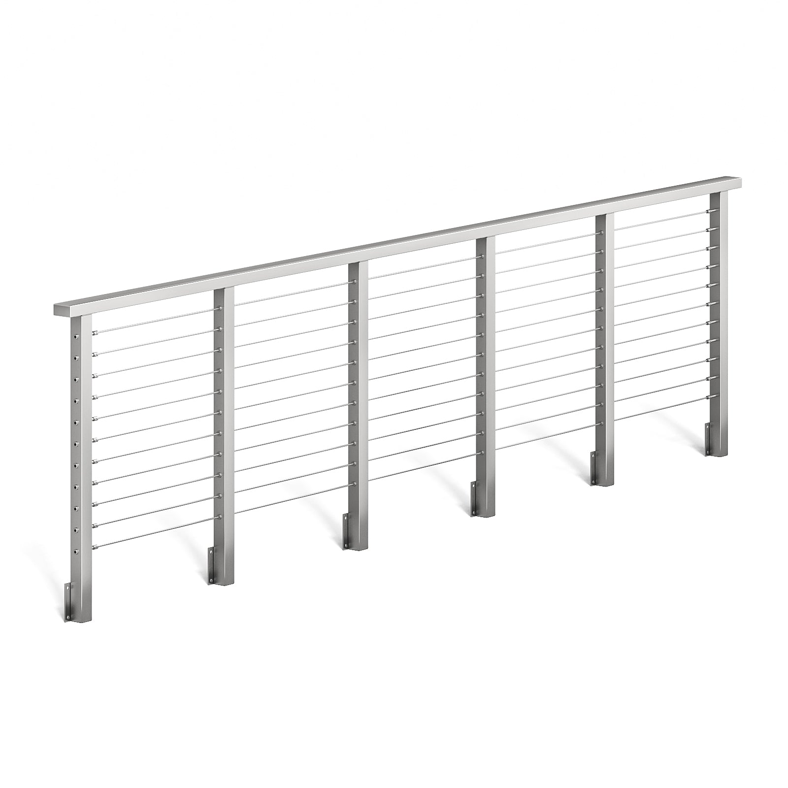 BLIKA 36'' & 42'' Brushed Stainless Steel Side Mount Cable Railing System DIY Kit (4FT - 28FT, Level Drilled)