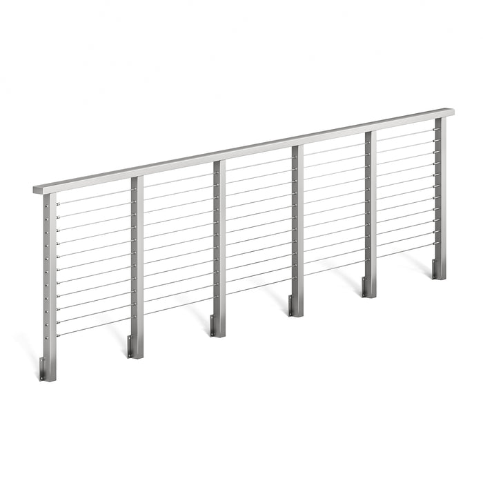 BLIKA 36'' & 42'' Brushed Stainless Steel Side Mount Cable Railing System DIY Kit (4FT - 28FT, Level Drilled)