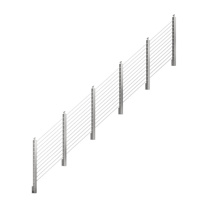 BLIKA 36'' & 42'' Brushed Stainless Steel Side Mount Stair Cable Railing System DIY Kit (4FT - 20FT,  No Handrail)