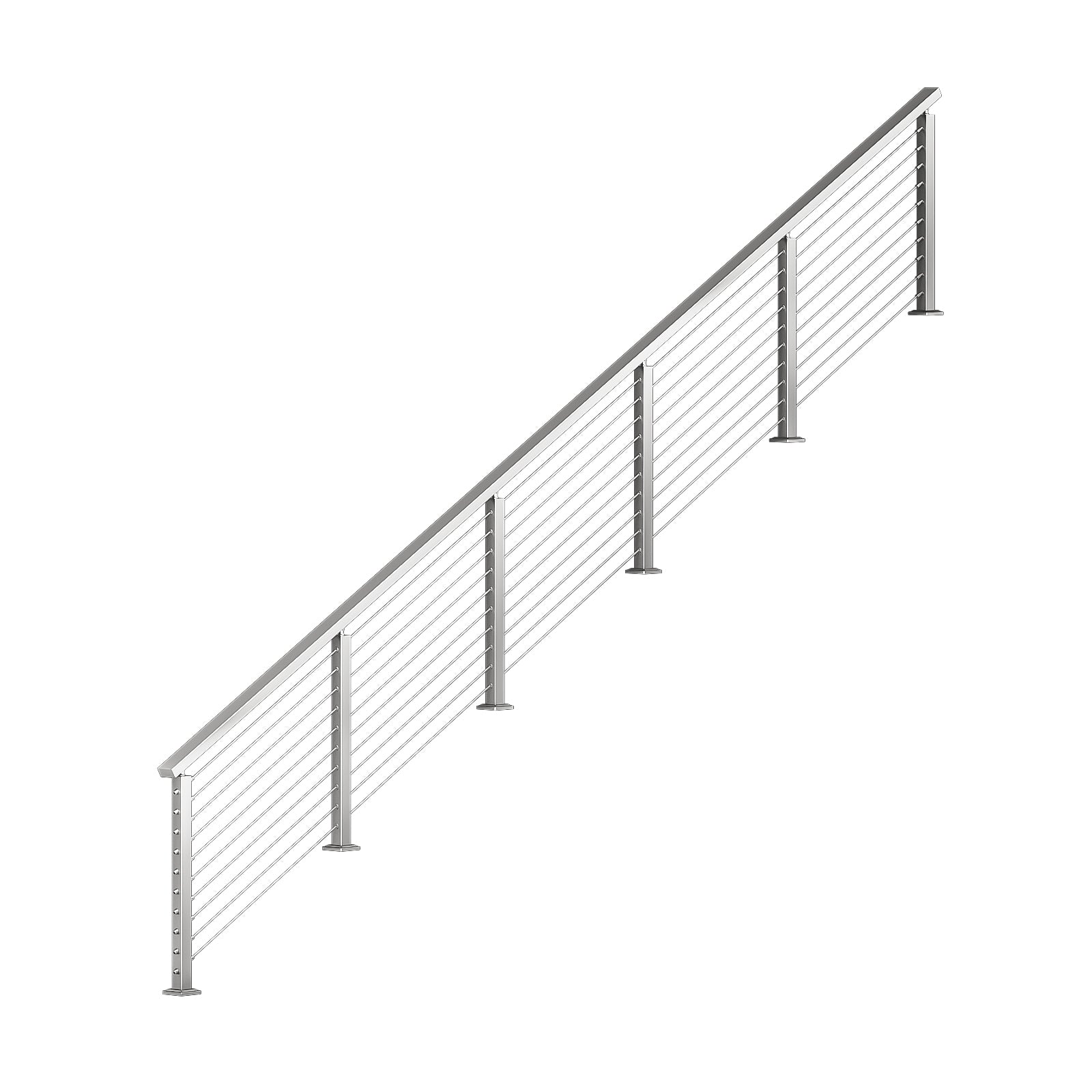 BLIKA 36'' & 42'' Brushed Stainless Steel Surface Mount Stair Cable Railing System DIY Kit (4FT - 20FT, Angled Drilled)