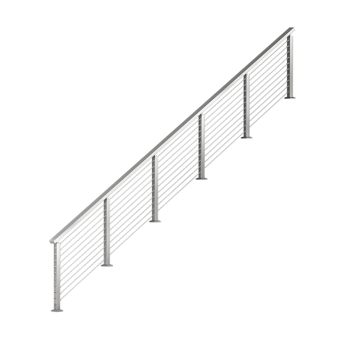 BLIKA 36'' & 42'' Brushed Stainless Steel Surface Mount Stair Cable Railing System DIY Kit (4FT - 20FT, Angled Drilled)