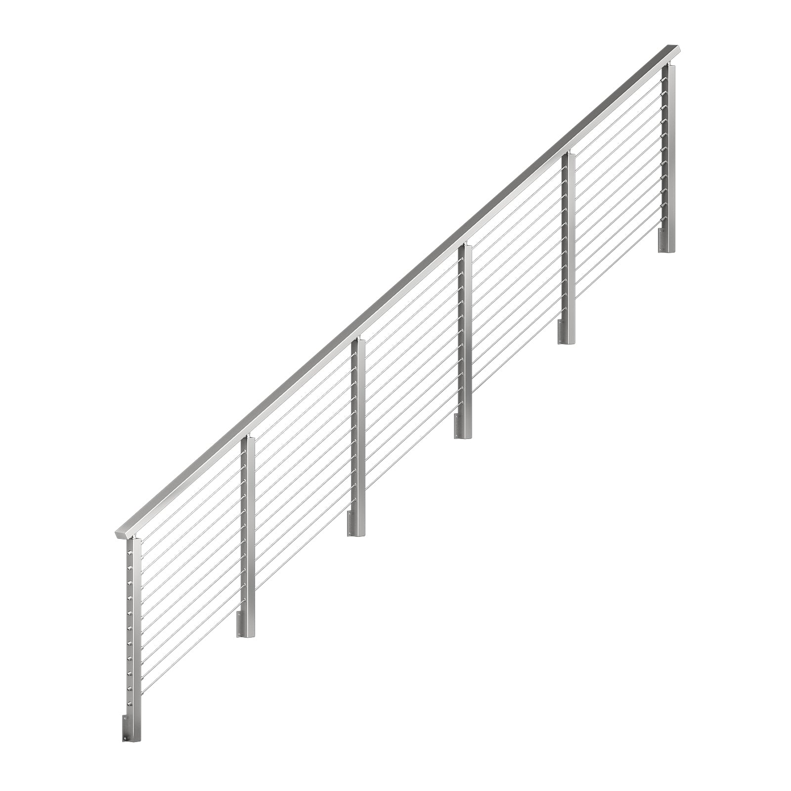 BLIKA 36'' & 42''  Brushed Stainless Steel Side Mount  Stair Cable Railing System DIY Kit (4FT - 20FT, Angled Drilled)