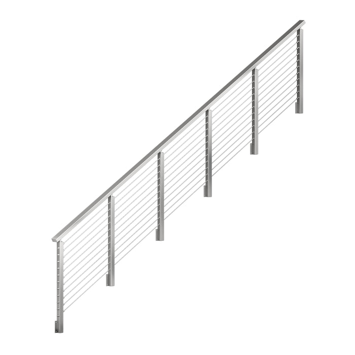 BLIKA 36'' & 42''  Brushed Stainless Steel Side Mount  Stair Cable Railing System DIY Kit (4FT - 20FT, Angled Drilled)