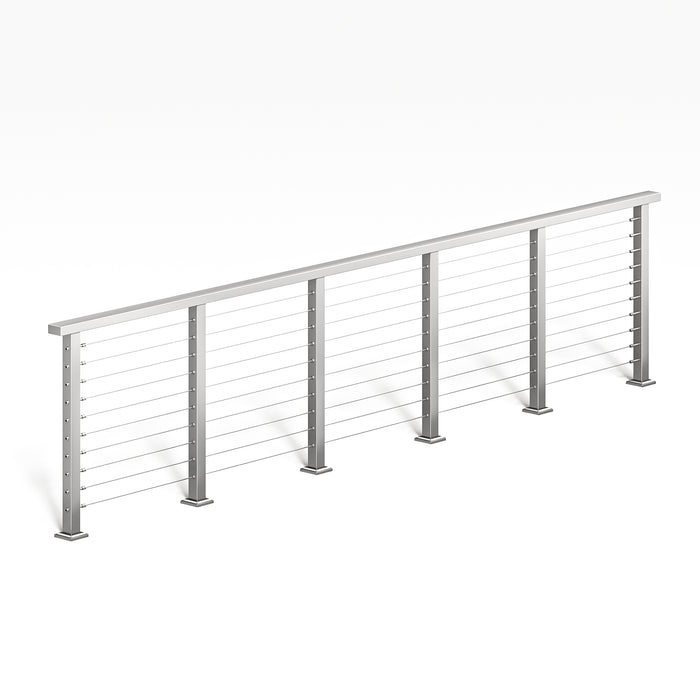 BLIKA 36'' & 42'' Brushed Stainless Steel Surface Mount Cable Railing System DIY Kit (4FT - 28FT, Level Drilled, )