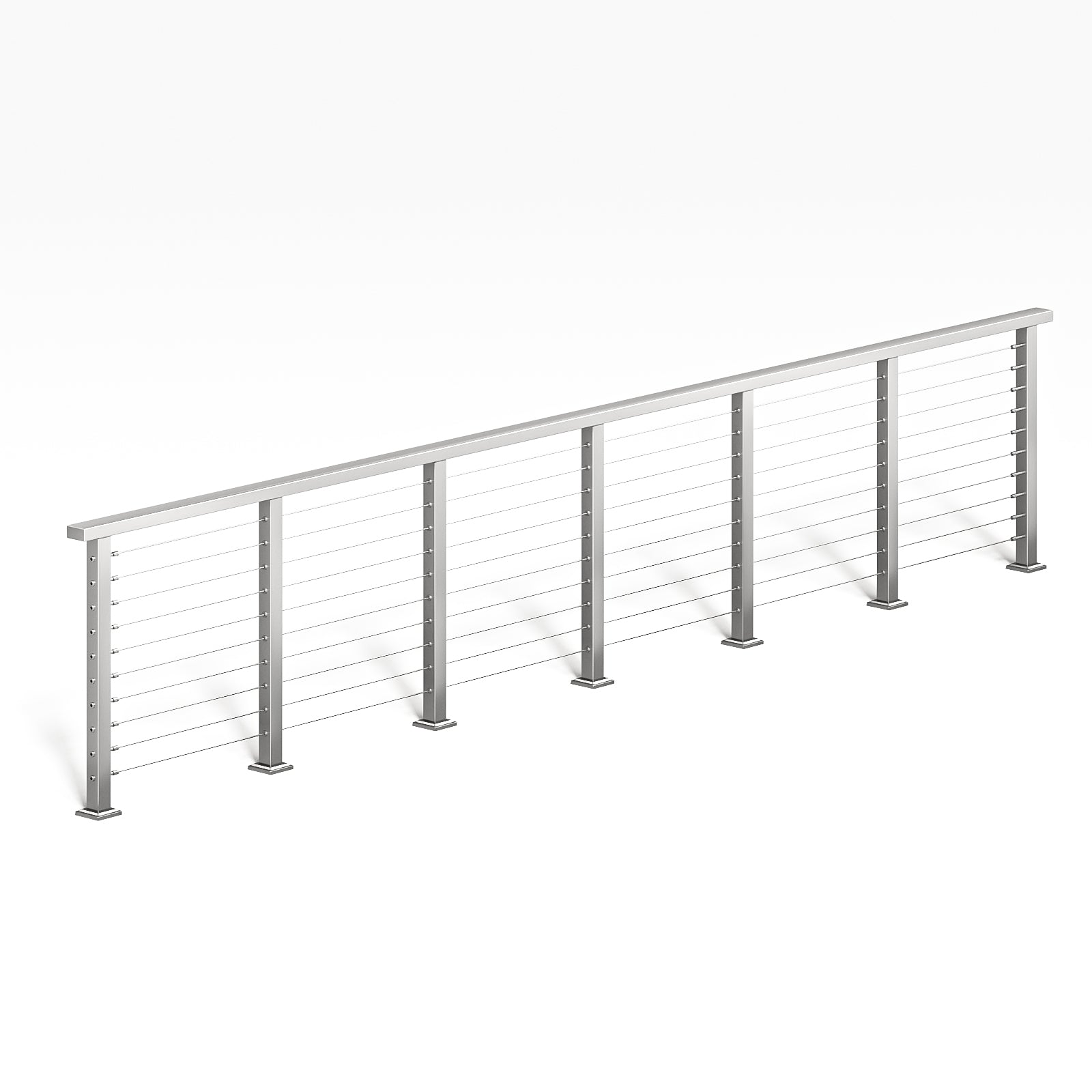 BLIKA 36'' & 42'' Brushed Stainless Steel Surface Mount Cable Railing System DIY Kit (4FT - 28FT, Level Drilled, )