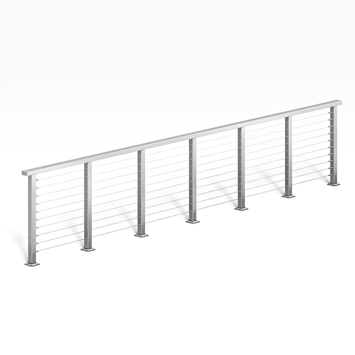 BLIKA 36'' & 42'' Brushed Stainless Steel Surface Mount Cable Railing System DIY Kit (4FT - 28FT, Level Drilled, )
