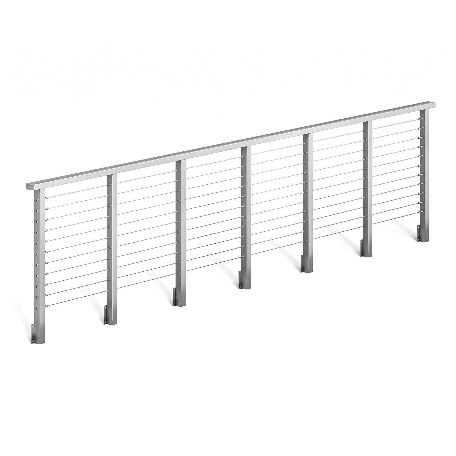BLIKA 36'' & 42'' Brushed Stainless Steel Side Mount Cable Railing System DIY Kit (4FT - 28FT, Level Drilled)