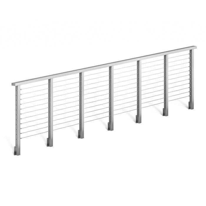 BLIKA 36'' & 42'' Brushed Stainless Steel Side Mount Cable Railing System DIY Kit (4FT - 28FT, Level Drilled)