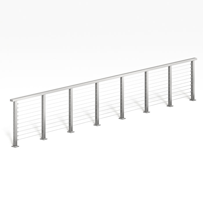 BLIKA 36'' & 42'' Brushed Stainless Steel Surface Mount Cable Railing System DIY Kit (4FT - 28FT, Level Drilled, )