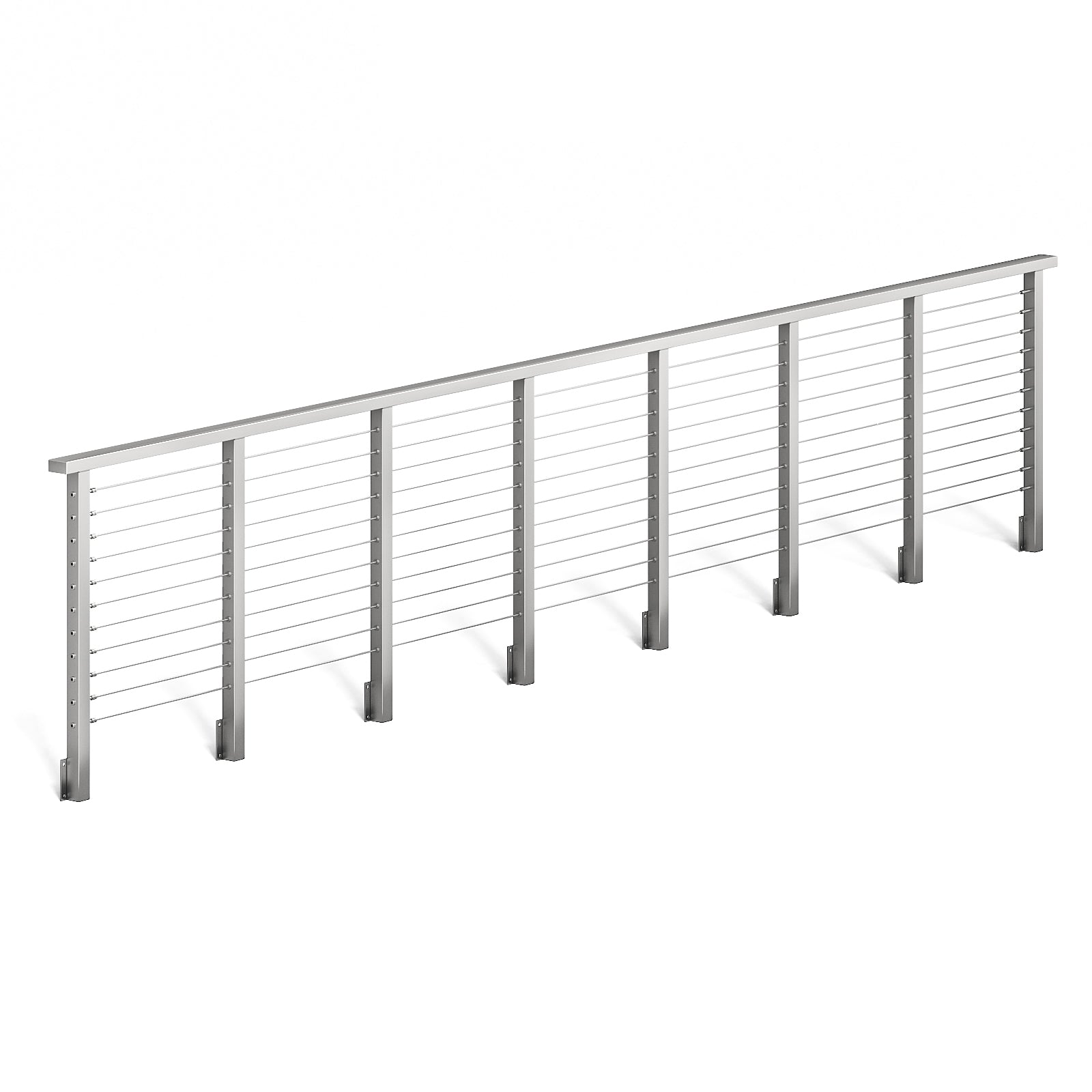 BLIKA 36'' & 42'' Brushed Stainless Steel Side Mount Cable Railing System DIY Kit (4FT - 28FT, Level Drilled)