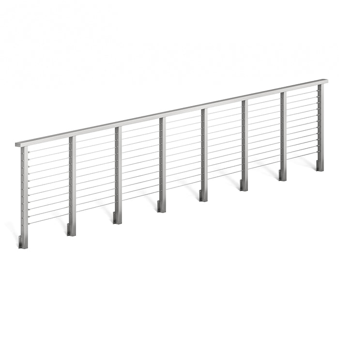 BLIKA 36'' & 42'' Brushed Stainless Steel Side Mount Cable Railing System DIY Kit (4FT - 28FT, Level Drilled)