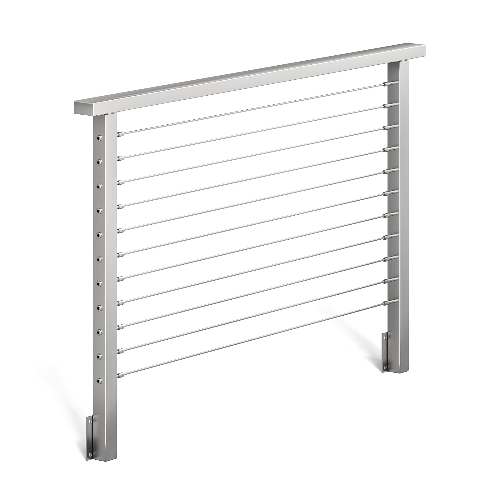 BLIKA 36'' & 42'' Brushed Stainless Steel Side Mount Cable Railing System DIY Kit (4FT - 28FT, Level Drilled)