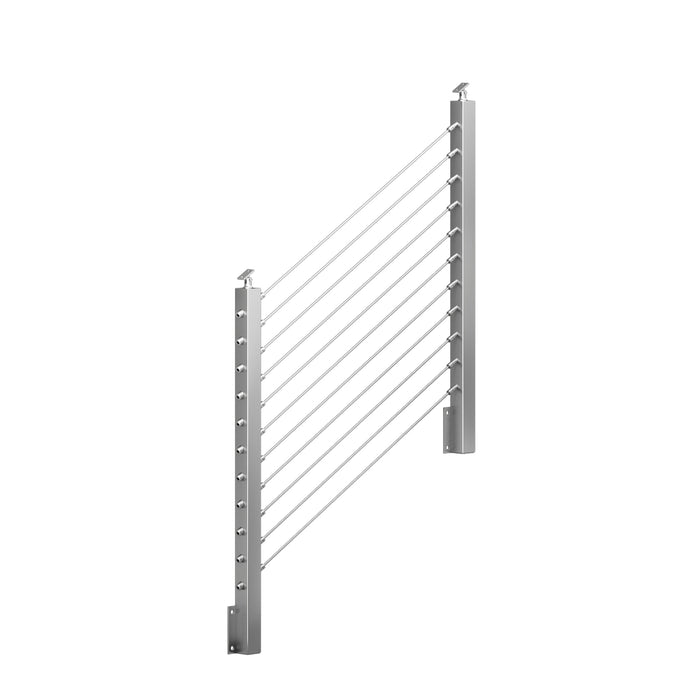 BLIKA 36'' & 42'' Brushed Stainless Steel Side Mount Stair Cable Railing System DIY Kit (4FT - 20FT,  No Handrail)