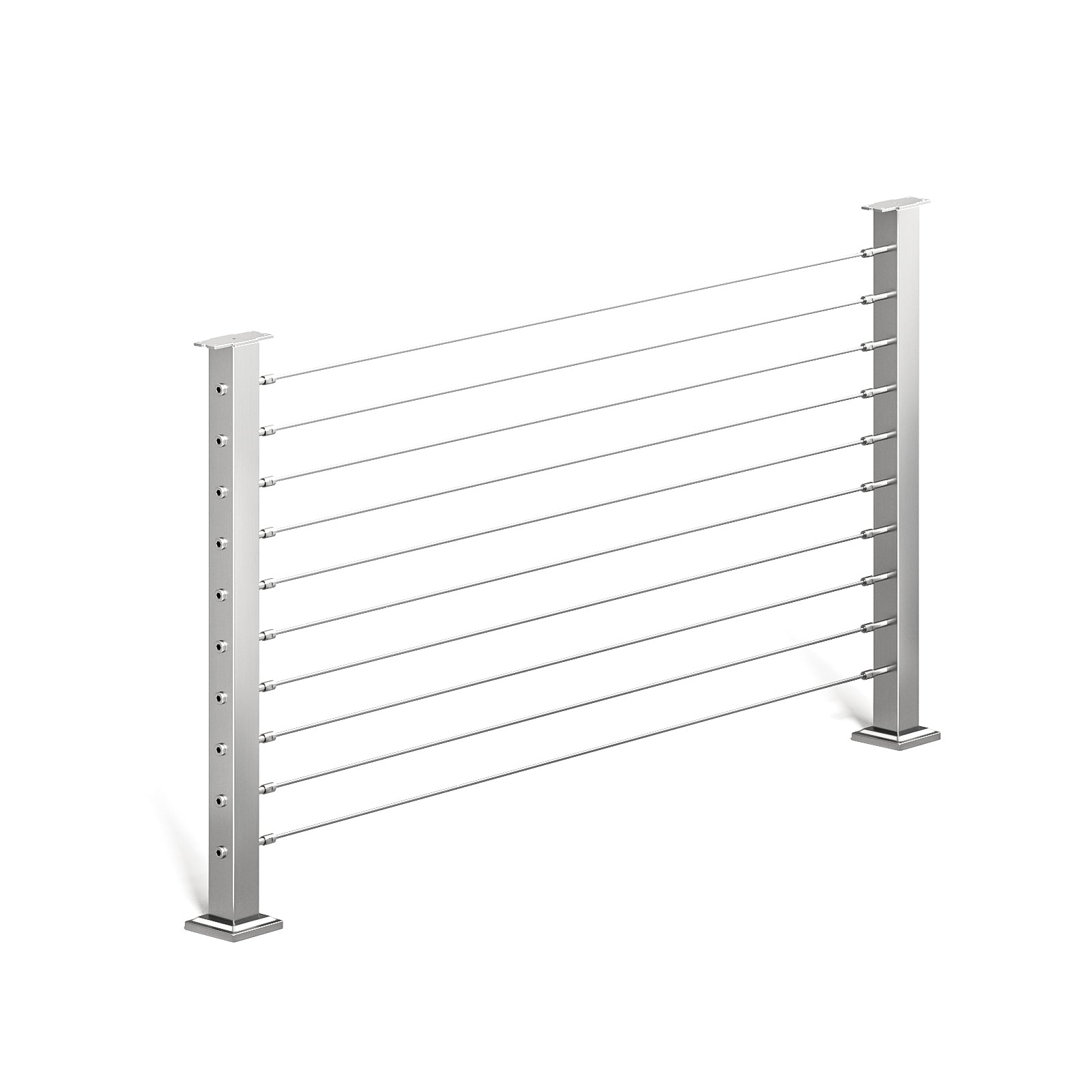 BLIKA 36'' & 42'' Brushed Stainless Steel Surface Mount Cable Railing System DIY Kit (4FT - 20FT, Level Drilled, No Handrail)