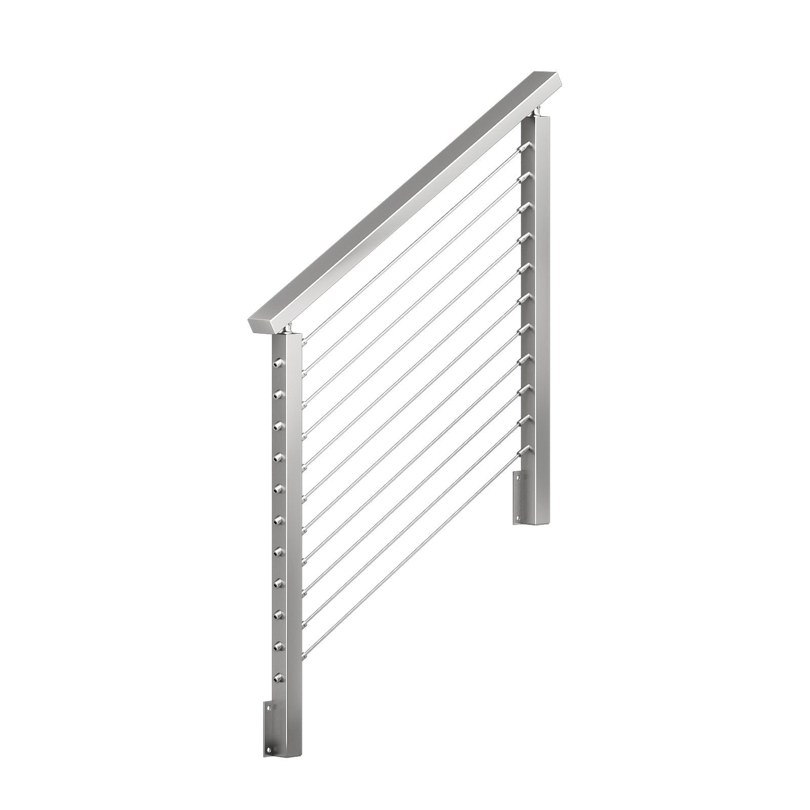 BLIKA 36'' & 42''  Brushed Stainless Steel Side Mount  Stair Cable Railing System DIY Kit (4FT - 20FT, Angled Drilled)