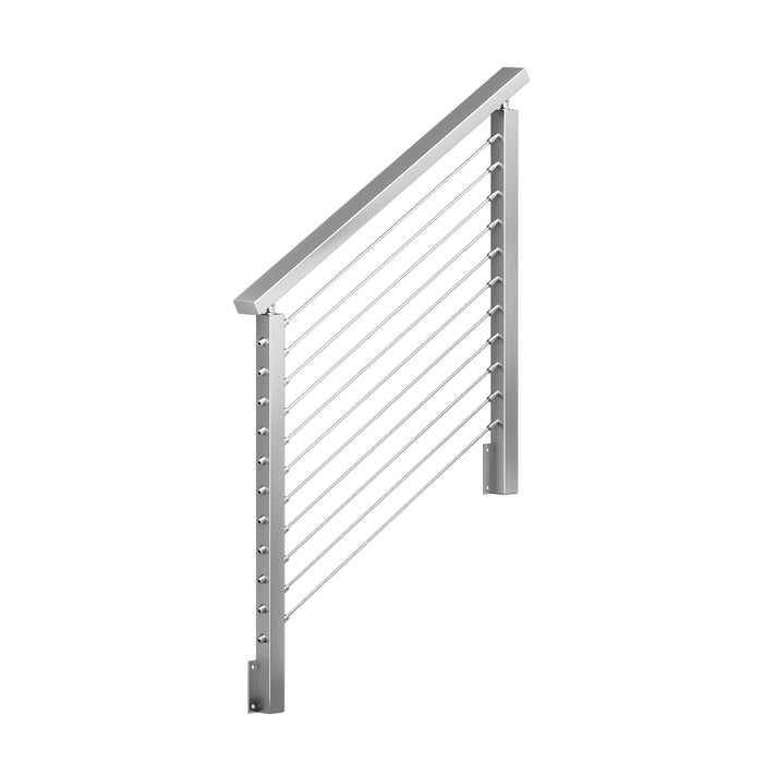 BLIKA 36'' & 42''  Brushed Stainless Steel Side Mount  Stair Cable Railing System DIY Kit (4FT - 20FT, Angled Drilled)