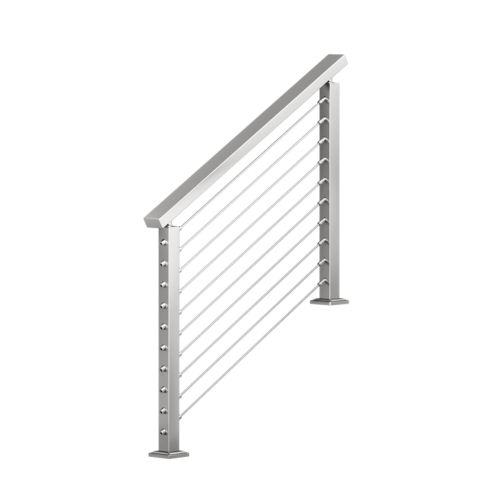 BLIKA 36'' & 42'' Brushed Stainless Steel Surface Mount Stair Cable Railing System DIY Kit (4FT - 20FT, Angled Drilled)