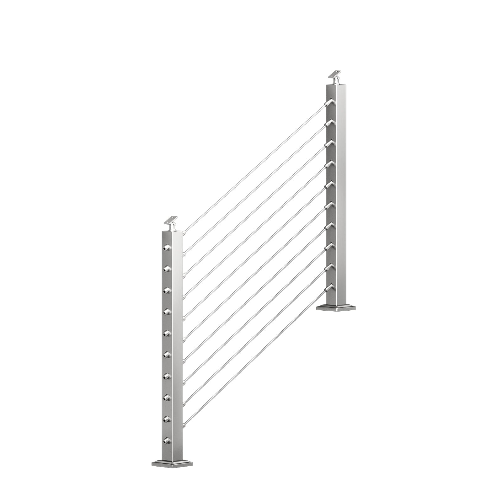 BLIKA 36'' & 42''  Brushed Stainless Steel Surface Mount Stair Cable Railing System DIY Kit (4FT - 20FT, Angled Drilled, No Handrail)