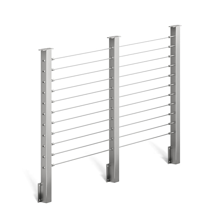BLIKA 36'' & 42'' Brushed Stainless Steel Side Mount Cable Railing System DIY Kit (4FT - 20FT,  No Handrail)