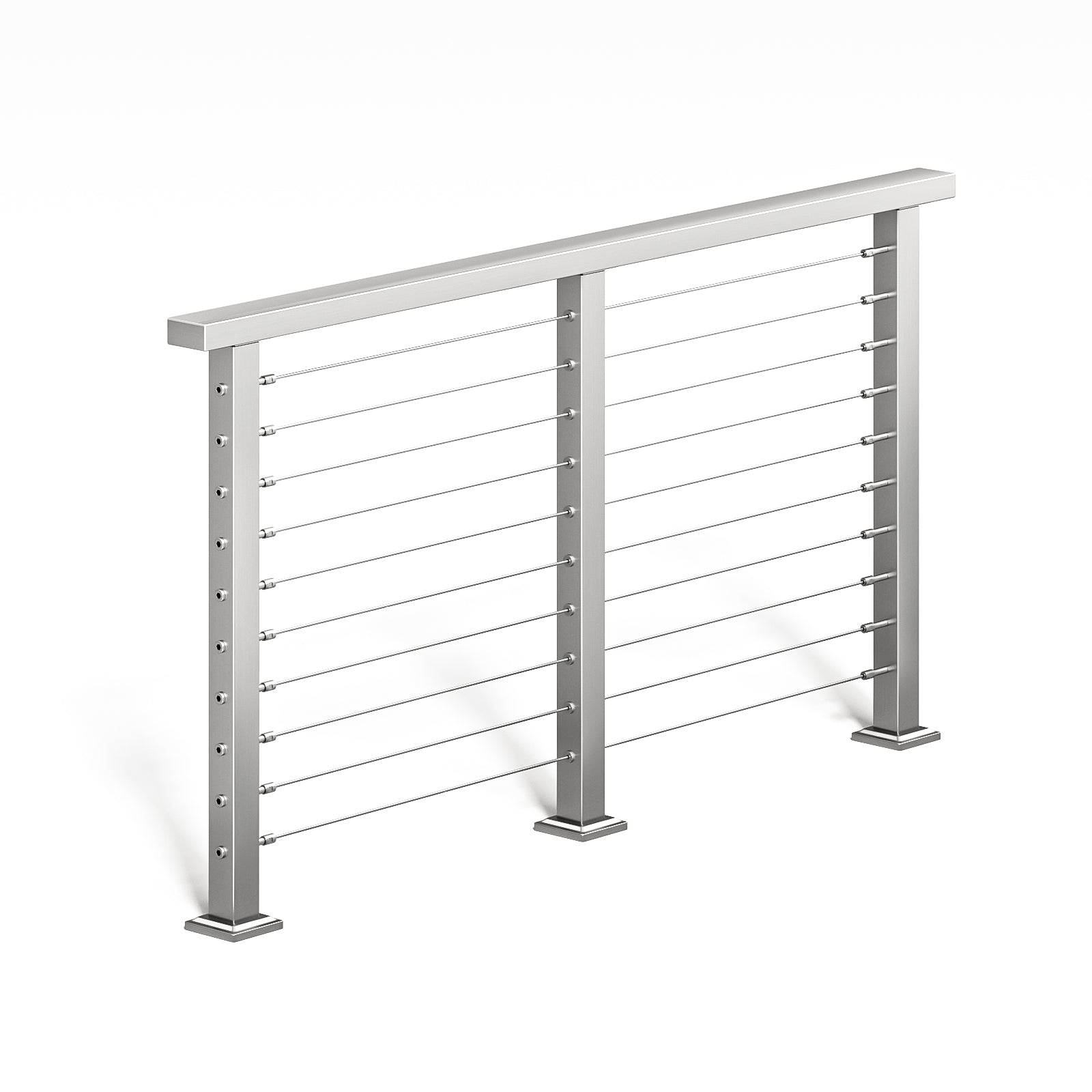 BLIKA 36'' & 42'' Brushed Stainless Steel Surface Mount Cable Railing System DIY Kit (4FT - 28FT, Level Drilled, )