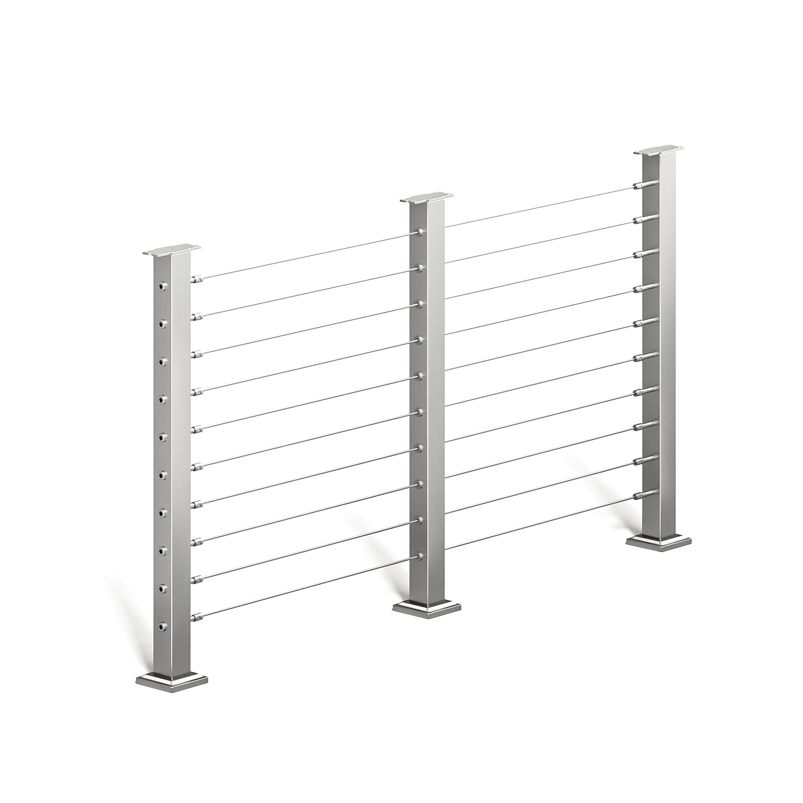 BLIKA 36'' & 42'' Brushed Stainless Steel Surface Mount Cable Railing System DIY Kit (4FT - 20FT, Level Drilled, No Handrail)