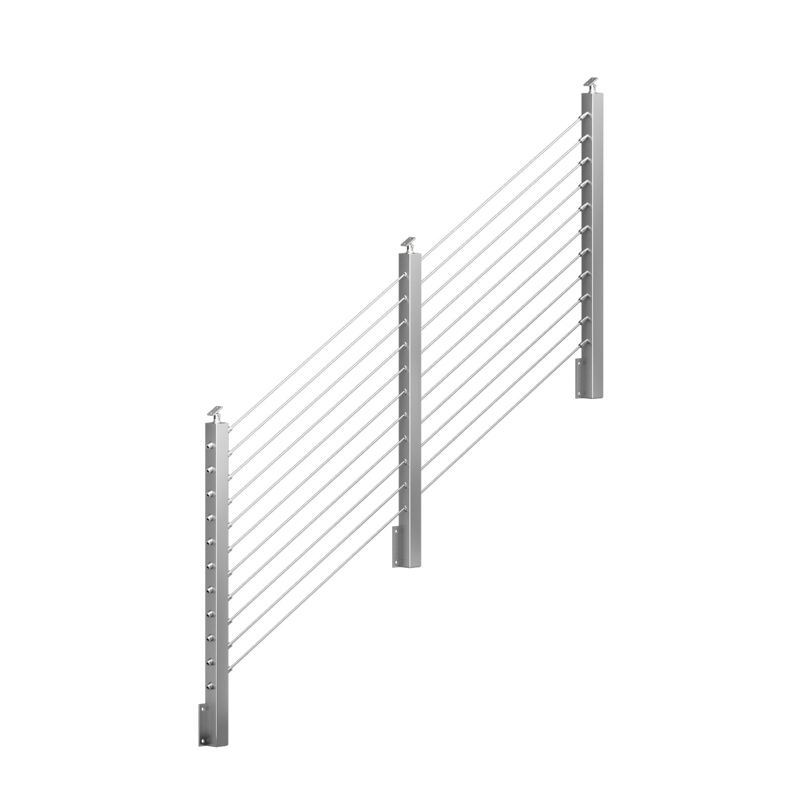 BLIKA 36'' & 42'' Brushed Stainless Steel Side Mount Stair Cable Railing System DIY Kit (4FT - 20FT,  No Handrail)