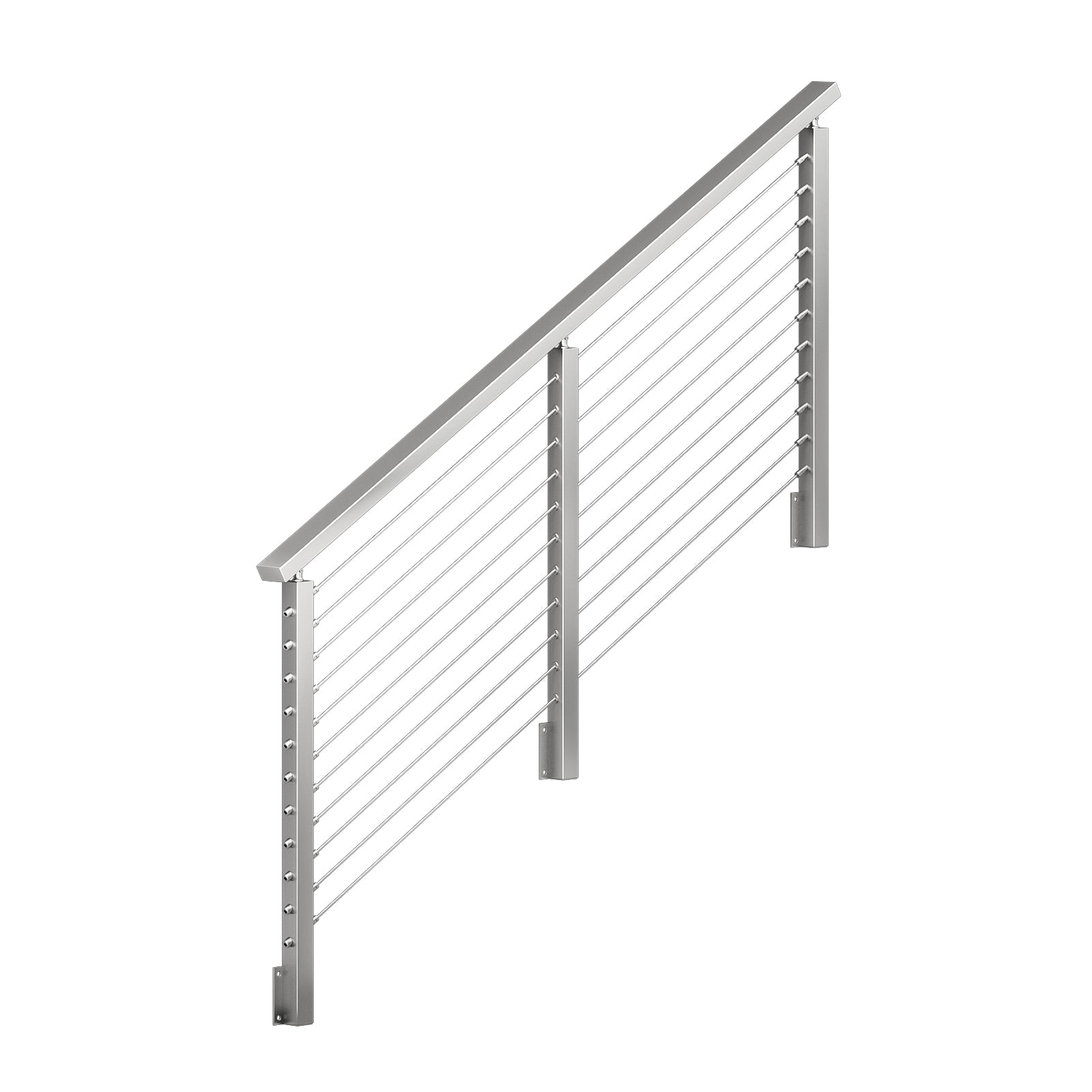 BLIKA 36'' & 42''  Brushed Stainless Steel Side Mount  Stair Cable Railing System DIY Kit (4FT - 20FT, Angled Drilled)