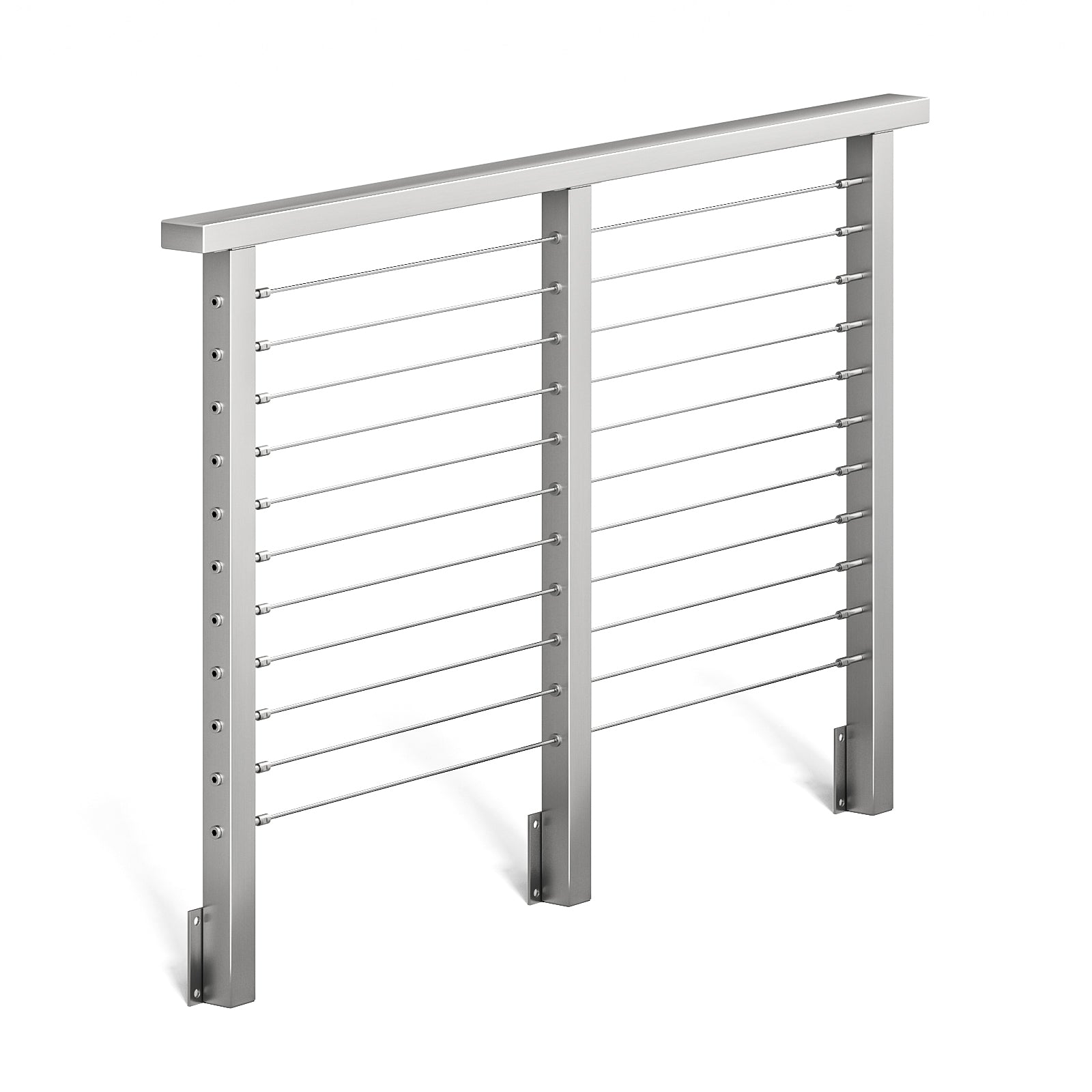 BLIKA 36'' & 42'' Brushed Stainless Steel Side Mount Cable Railing System DIY Kit (4FT - 28FT, Level Drilled)