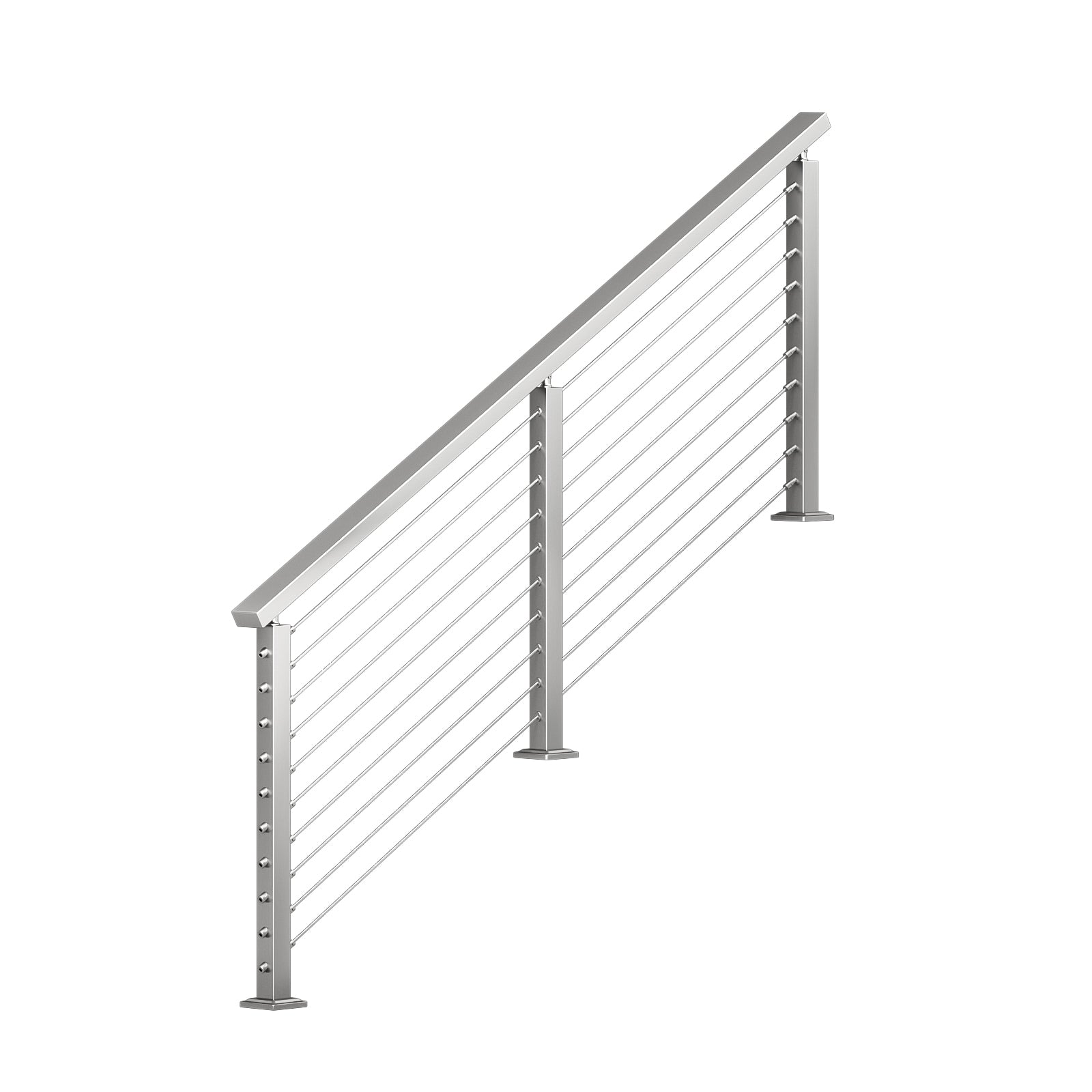 BLIKA 36'' & 42'' Brushed Stainless Steel Surface Mount Stair Cable Railing System DIY Kit (4FT - 20FT, Angled Drilled)