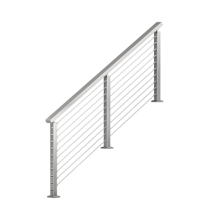 BLIKA 36'' & 42'' Brushed Stainless Steel Surface Mount Stair Cable Railing System DIY Kit (4FT - 20FT, Angled Drilled)