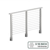 BLIKA 36'' & 42'' Brushed Stainless Steel Side Mount Cable Railing System DIY Kit (4FT - 28FT, Level Drilled) - 3/16" Cable & Hardware