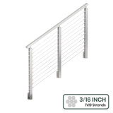 BLIKA 36'' & 42''  Brushed Stainless Steel Side Mount  Stair Cable Railing System DIY Kit (4FT - 20FT, Angled Drilled) - 3/16" Cable & Hardware