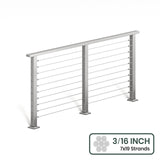 BLIKA 36'' & 42'' Brushed Stainless Steel Surface Mount Cable Railing System DIY Kit (4FT - 28FT, Level Drilled, ) - 3/16" Cable & Hardware