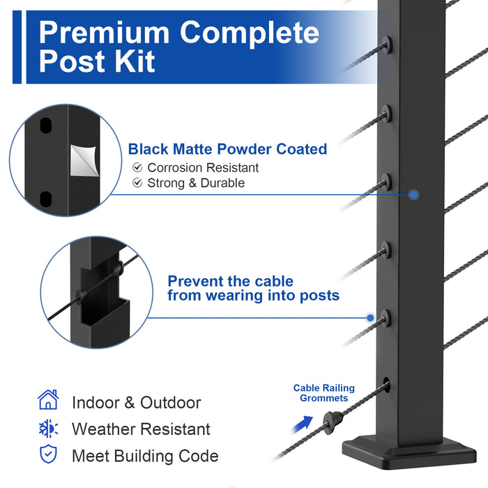 BLIKA 42" Adjustable 25-35 Angle Cable Railing Post