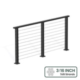 BLIKA 36'' & 42'' Black Surface Mount Cable Railing System DIY Kit (4FT - 28FT, Level Drilled, ) - 3/16" Cable & Hardware
