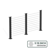 BLIKA 36'' & 42''  Black Surface Mount Cable Railing System DIY Kit (4FT - 28FT, Level Drilled, No Handrail) - 3/16" Cable & Hardware