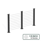 BLIKA 36'' & 42''  Black Surface Mount Cable Railing System DIY Kit (4FT - 28FT, Level Drilled, No Handrail) - 1/8" Cable & Hardware