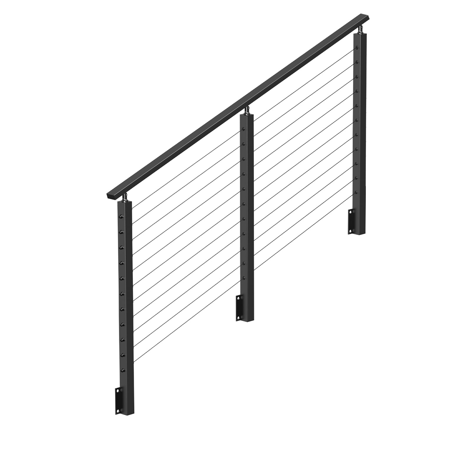 BLIKA 36'' Black Side Mount  Stair Cable Railing System DIY Kit (4FT - 20FT, Angled Drilled)